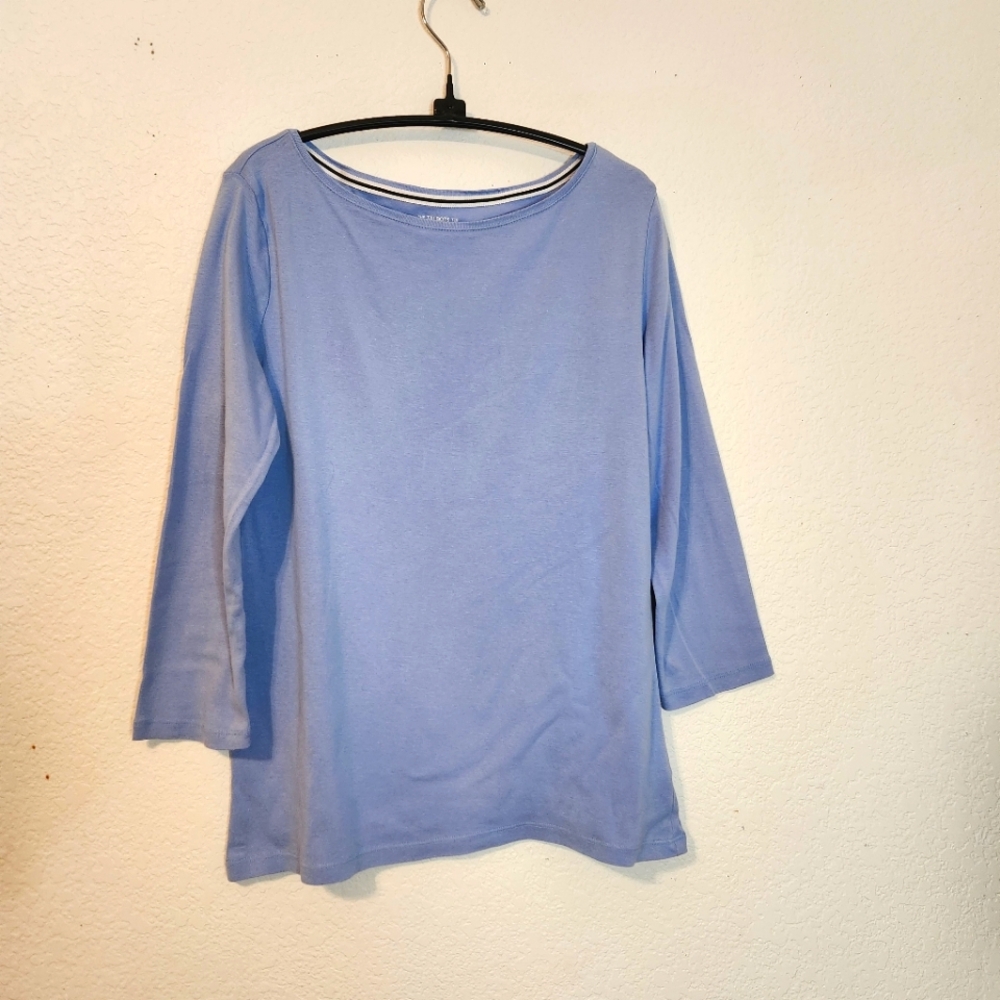 Talbots 100% Pima Cotton Women's Blue‎ 3/4 Sleeve T-Shirt, Size M